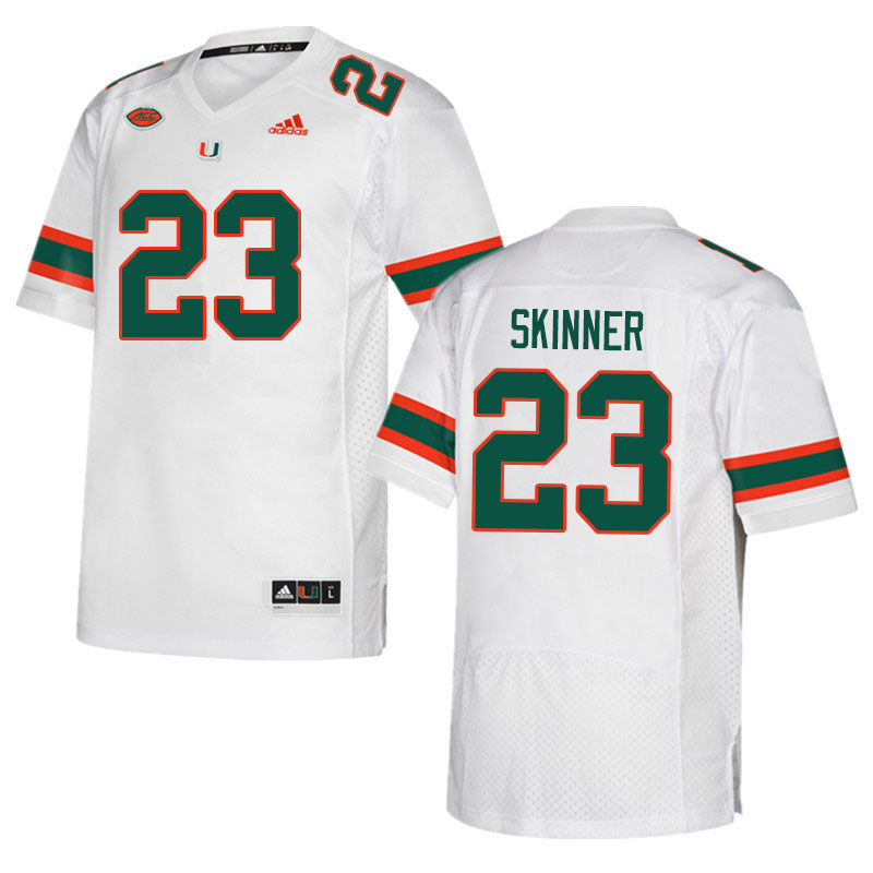 Men #23 Jaleel Skinner Miami Hurricanes College Football Jerseys Sale-White